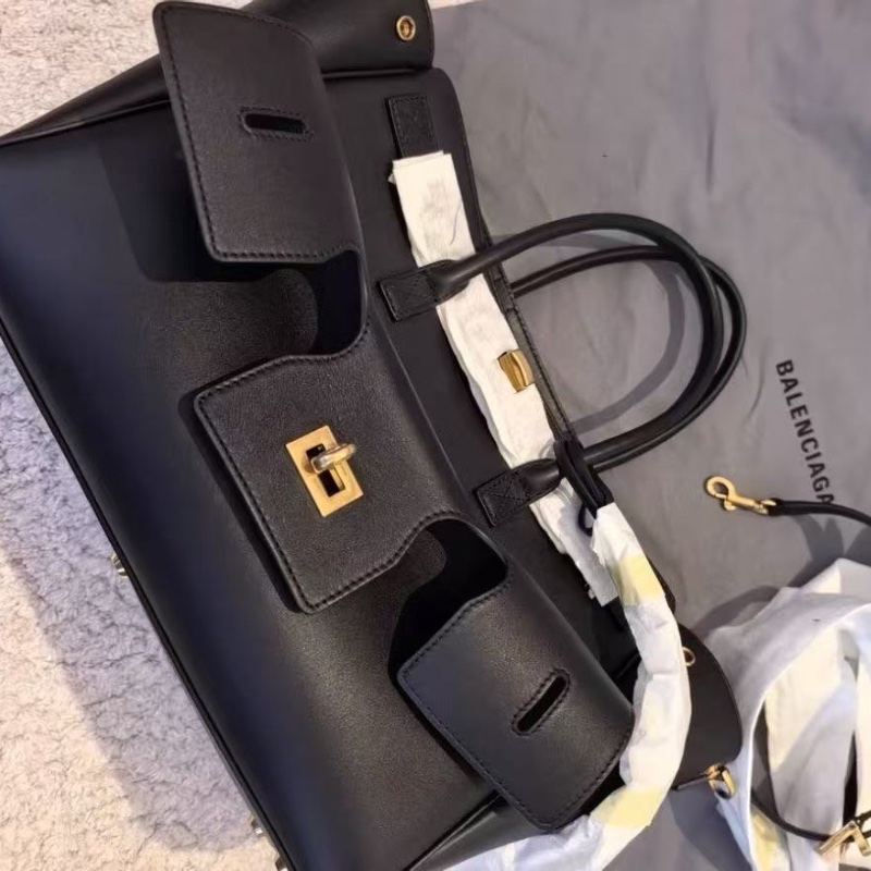BALENCIAGA Bel Air 中號黑金手提肩背包 36*25*14 全新配件紙盒塵袋-3