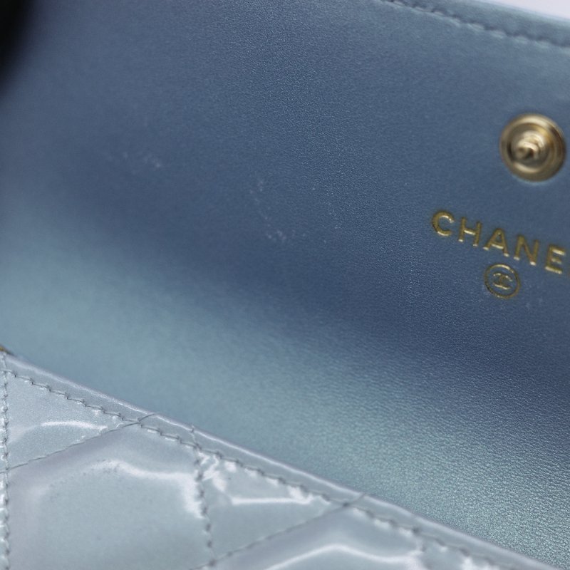 Chanel 香奈兒 Boy 淺藍紫色珍珠光澤 羊皮 長版翻蓋皮夾-10