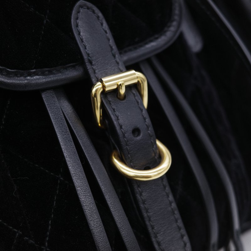 Prada 普拉達 Corsaire 黑色 天鵝絨 金屬環裝飾 後背包 雙肩包-8