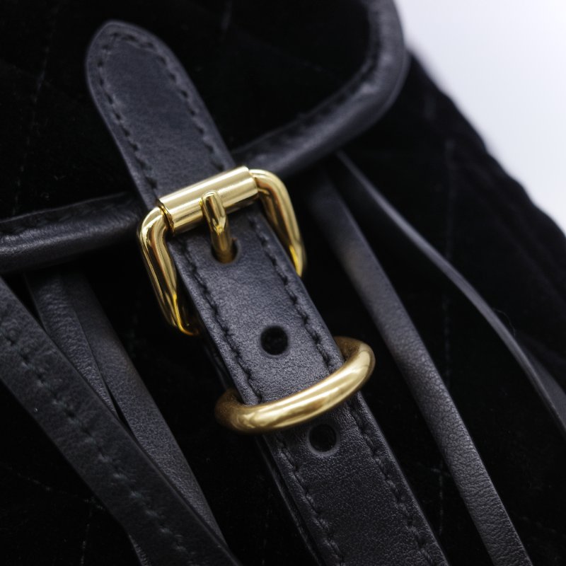 Prada 普拉達 Corsaire 黑色 天鵝絨 金屬環裝飾 後背包 雙肩包-9