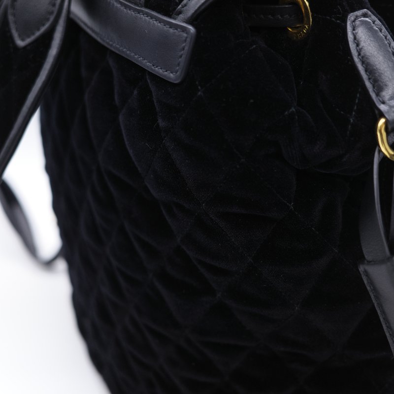 Prada 普拉達 Corsaire 黑色 天鵝絨 金屬環裝飾 後背包 雙肩包-13