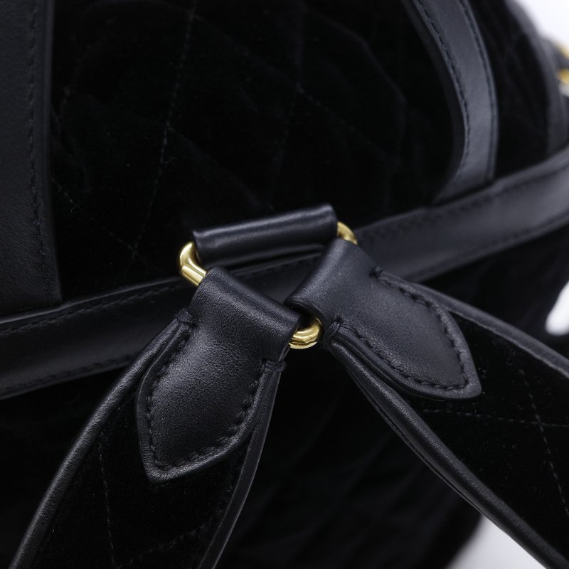 Prada 普拉達 Corsaire 黑色 天鵝絨 金屬環裝飾 後背包 雙肩包-15