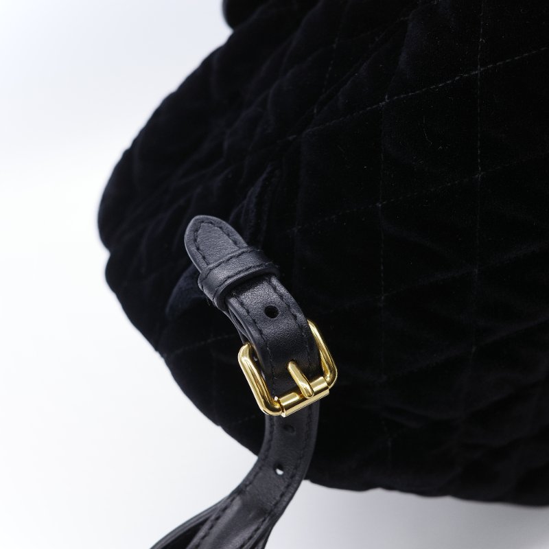 Prada 普拉達 Corsaire 黑色 天鵝絨 金屬環裝飾 後背包 雙肩包-16