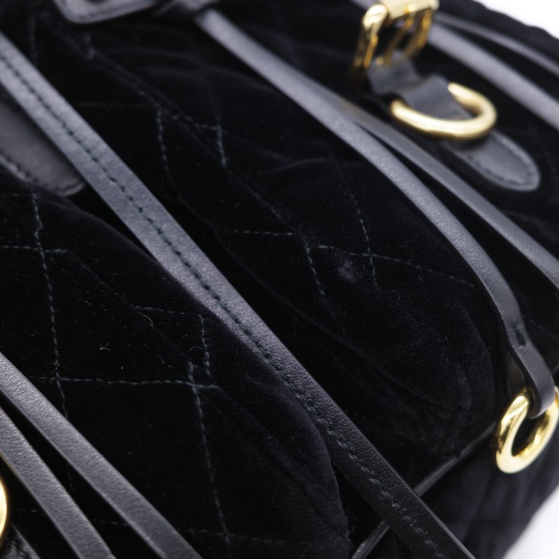 Prada 普拉達 Corsaire 黑色 天鵝絨 金屬環裝飾 後背包 雙肩包-21