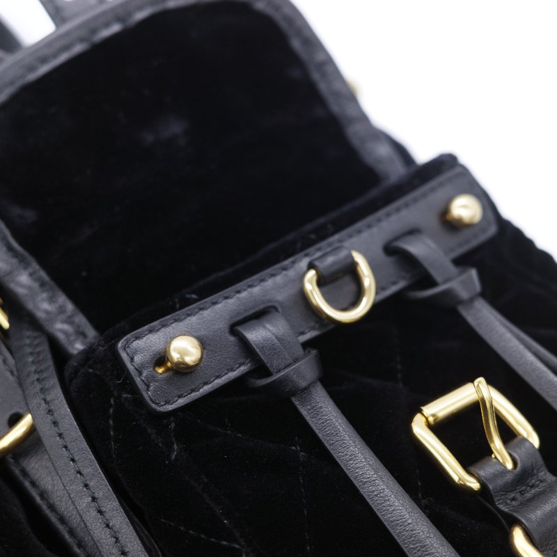 Prada 普拉達 Corsaire 黑色 天鵝絨 金屬環裝飾 後背包 雙肩包-22