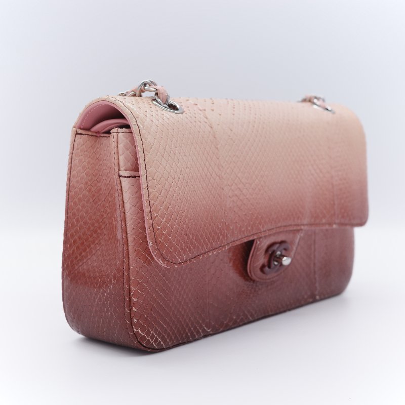 Chanel 香奈兒 經典翻蓋 粉紅漸層 蟒蛇皮 翻蓋包 肩背包-2