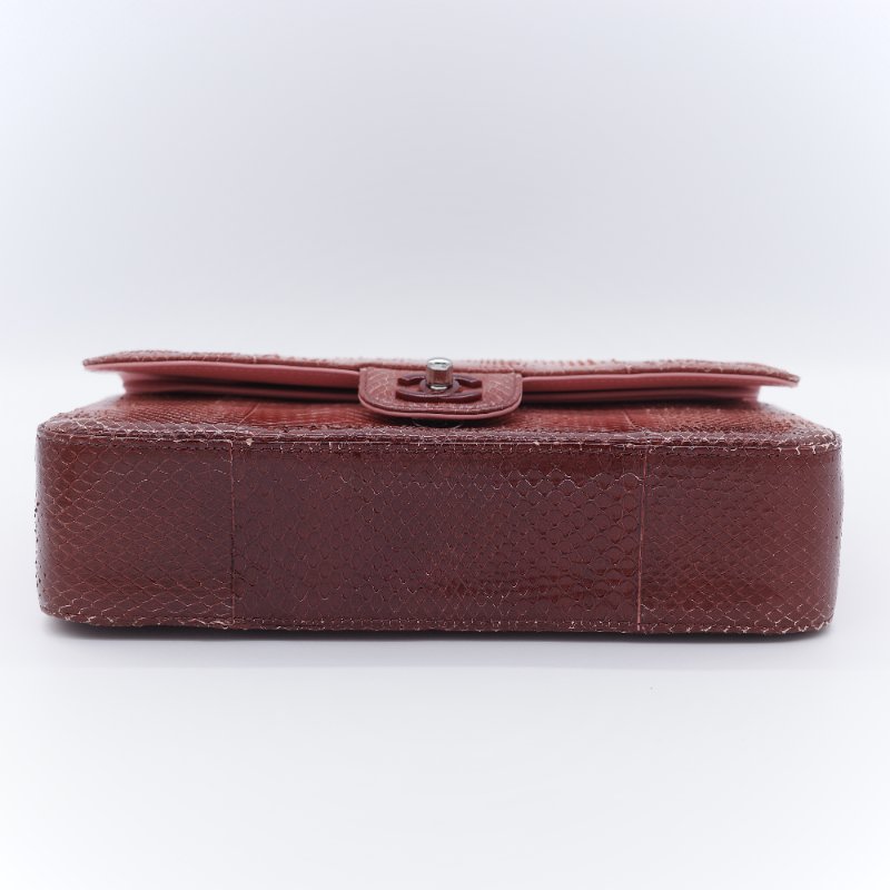 Chanel 香奈兒 經典翻蓋 粉紅漸層 蟒蛇皮 翻蓋包 肩背包-7