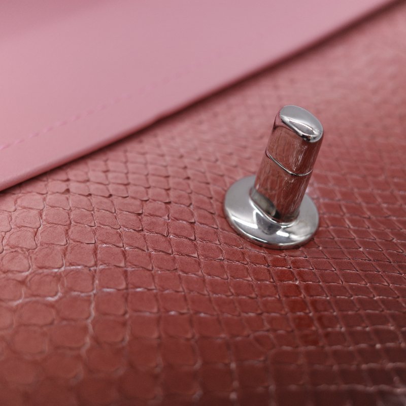 Chanel 香奈兒 經典翻蓋 粉紅漸層 蟒蛇皮 翻蓋包 肩背包-17