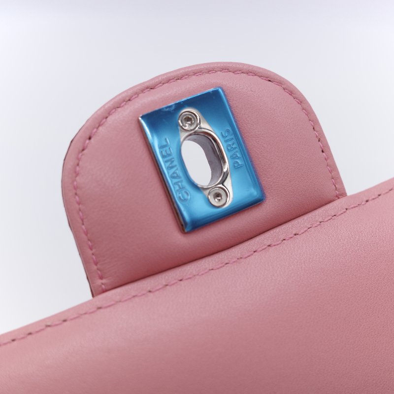 Chanel 香奈兒 經典翻蓋 粉紅漸層 蟒蛇皮 翻蓋包 肩背包-18