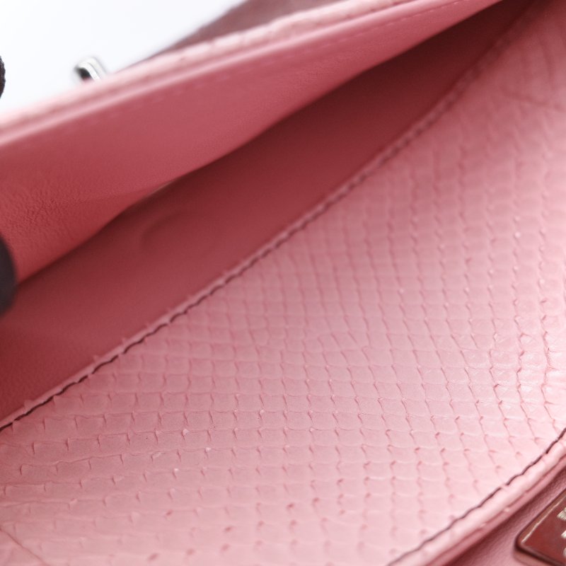 Chanel 香奈兒 經典翻蓋 粉紅漸層 蟒蛇皮 翻蓋包 肩背包-25