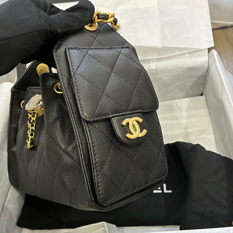 Chanel mini25 bag 黑金 黑銀 全新-3