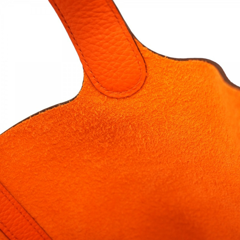 愛馬仕 Hermès Picotin Lock MM 手提包，採用 Taurillon Clemence 皮革，並飾有橙色 Minian W 印章，女士款-6