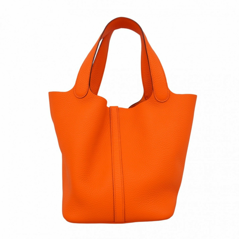 愛馬仕 Hermès Picotin Lock MM 手提包，採用 Taurillon Clemence 皮革，並飾有橙色 Minian W 印章，女士款-9