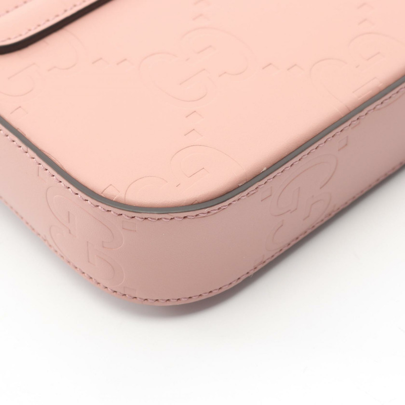 GUCCI GG 超迷你斜背包 772794 粉紅皮革 二手 女士-4