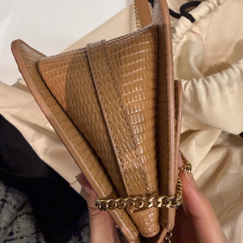 Polène Numéro Sept Mini 蜥蜴紋 真皮小包 金扣 手提/斜背包-3