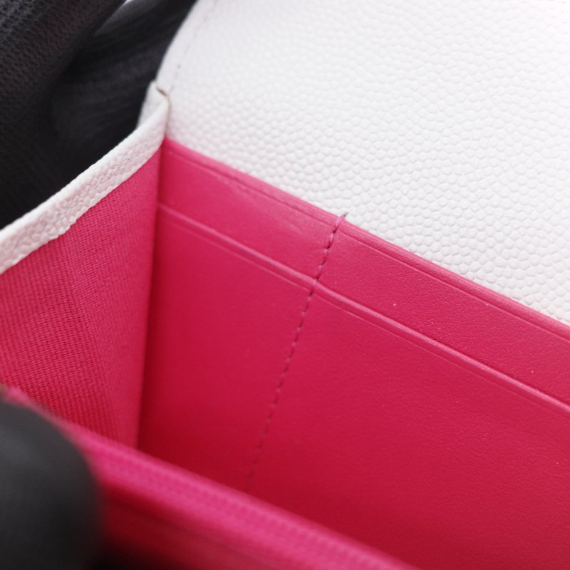 Chanel 香奈兒 經典菱格紋 白色 顆粒小牛皮 荔枝皮 翻蓋長夾-24