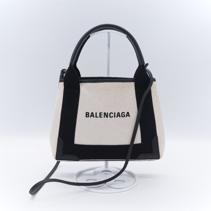 Balenciaga 黑色帆布拼米白帆布 手提包 肩背包-1