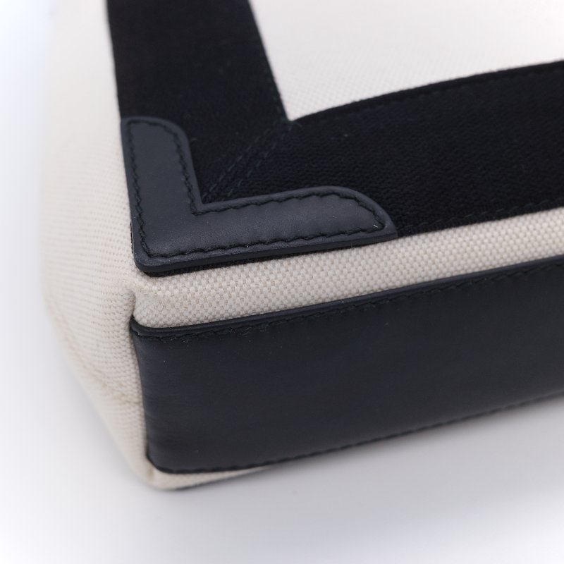 Balenciaga 黑色帆布拼米白帆布 手提包 肩背包-10