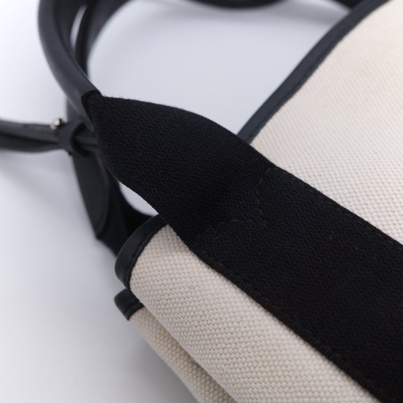 Balenciaga 黑色帆布拼米白帆布 手提包 肩背包-12