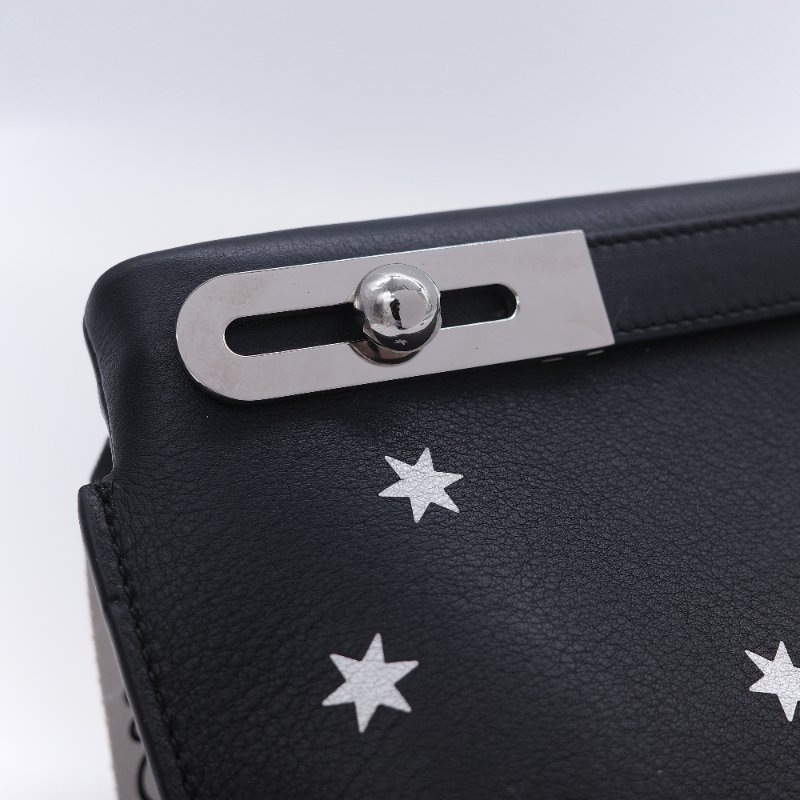 Loewe 羅威 Small Missy Stars 黑色星星 牛皮 壓紋小型手拿斜背兩用包-4