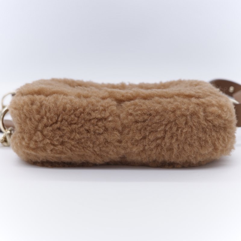 Max Mara 麥絲瑪拉 Teddy 經典駱駝色 駝毛 真絲混紡泰迪熊刷毛 M 字刺繡相機包-6