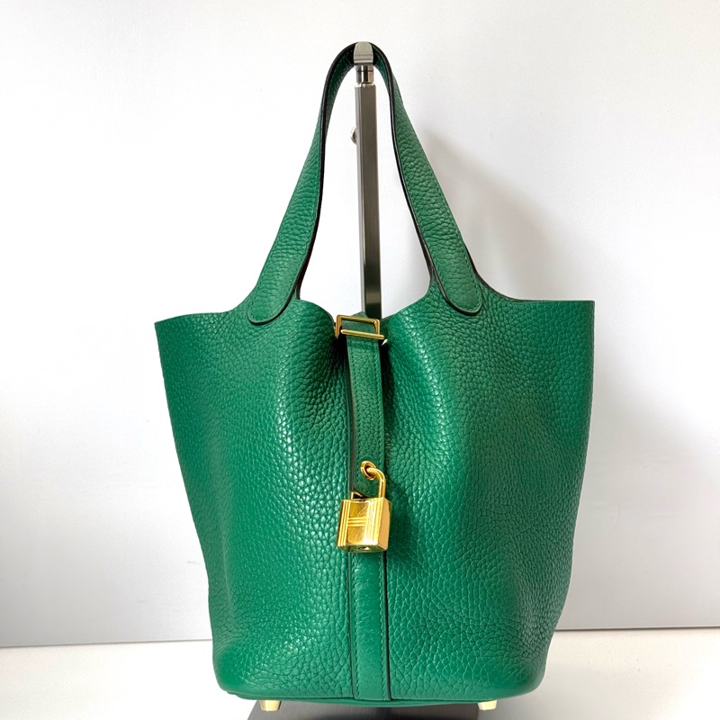 HERMES 愛馬仕 綠色PICOTIN LOCK 18 PM  菜籃子 A刻-0