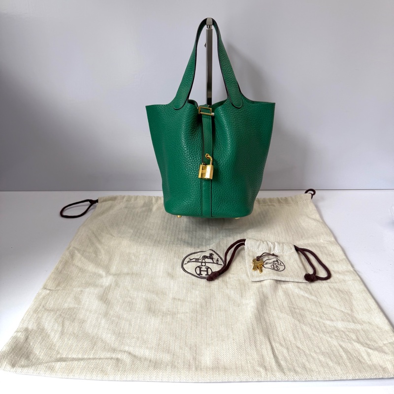 HERMES 愛馬仕 綠色PICOTIN LOCK 18 PM  菜籃子 A刻-2