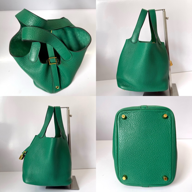HERMES 愛馬仕 綠色PICOTIN LOCK 18 PM  菜籃子 A刻-3