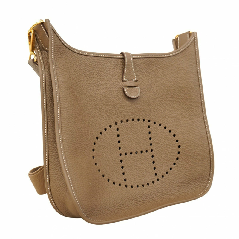 愛馬仕 (Hermes) Evelyn 3PM 女士單肩背包，Taurillon Clemence Etoupe 皮革，搭配 B 字印記-1