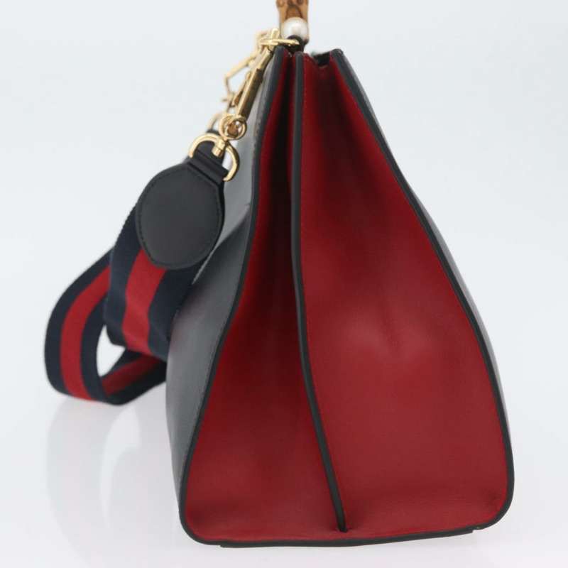 【日本直送】GUCCI Bamboo Sherry Line 手提包 皮革 兩用 黑色 金色 453764 正品 ep13318-2