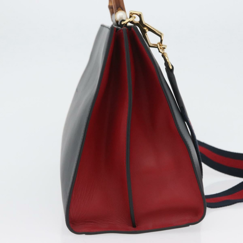 【日本直送】GUCCI Bamboo Sherry Line 手提包 皮革 兩用 黑色 金色 453764 正品 ep13318-3