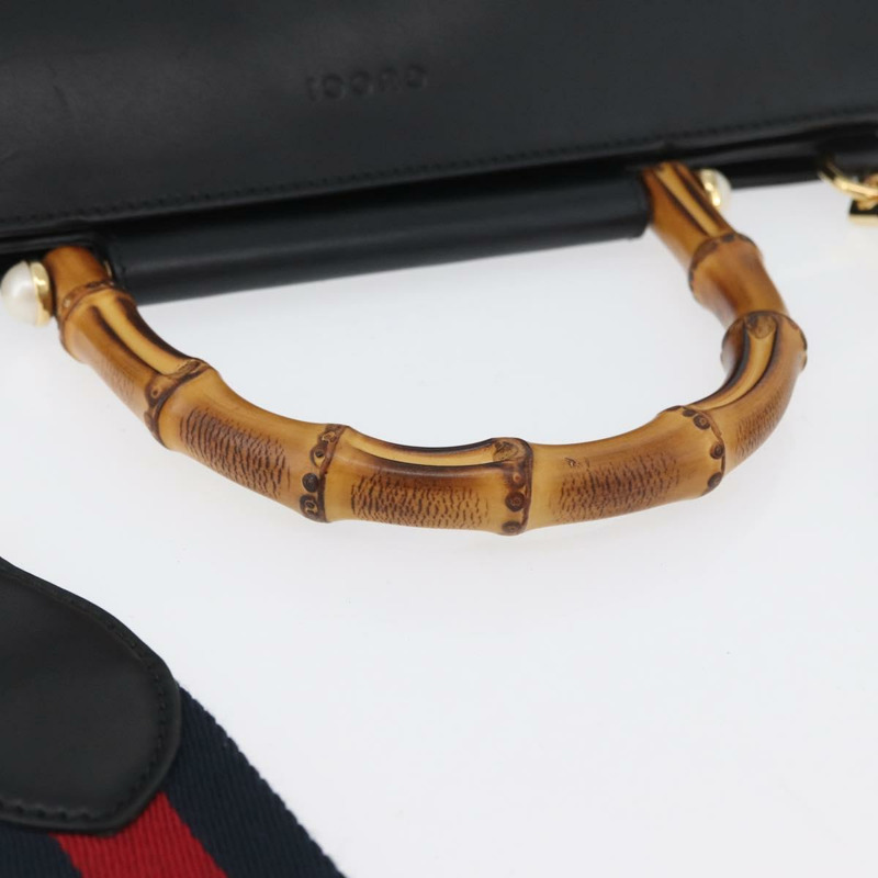【日本直送】GUCCI Bamboo Sherry Line 手提包 皮革 兩用 黑色 金色 453764 正品 ep13318-6