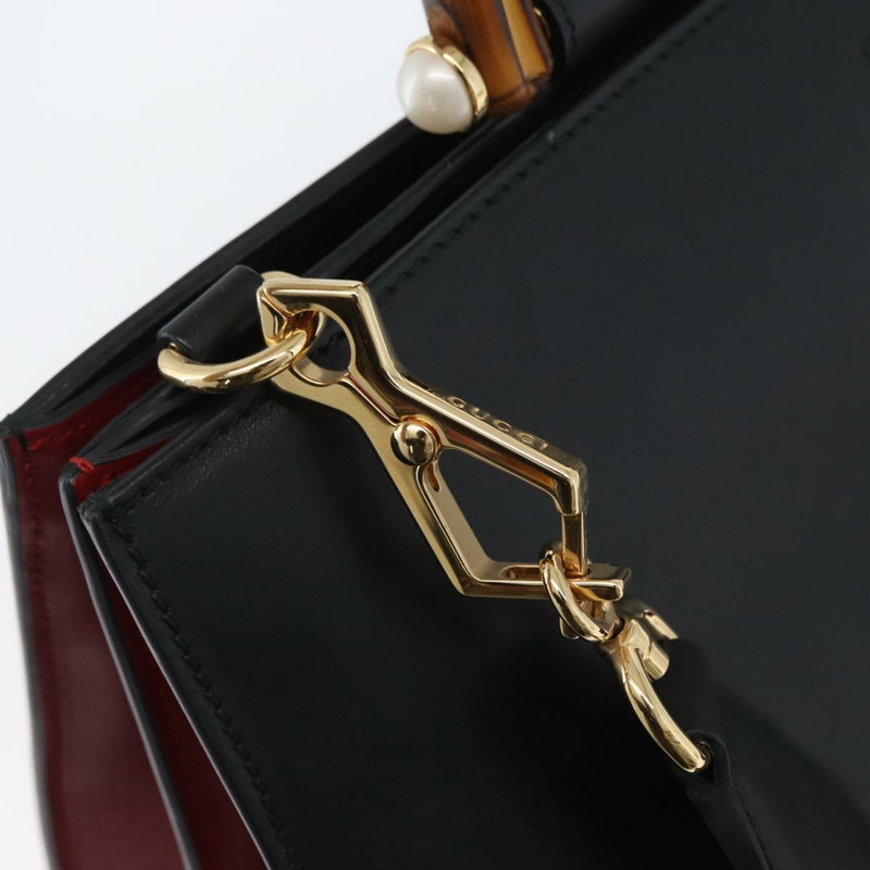 【日本直送】GUCCI Bamboo Sherry Line 手提包 皮革 兩用 黑色 金色 453764 正品 ep13318-9