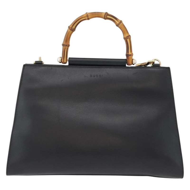 【日本直送】GUCCI Bamboo Sherry Line 手提包 皮革 兩用 黑色 金色 453764 正品 ep13318-12
