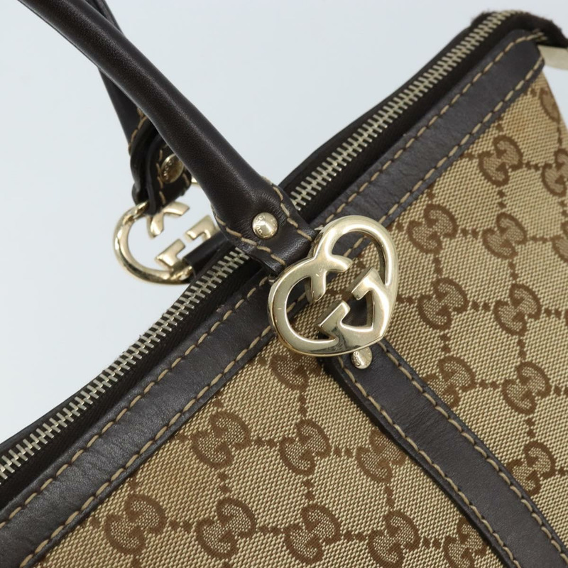 【日本直送】GUCCI GG帆布可愛手提包 米色金色 257069 正品 am10873V-8