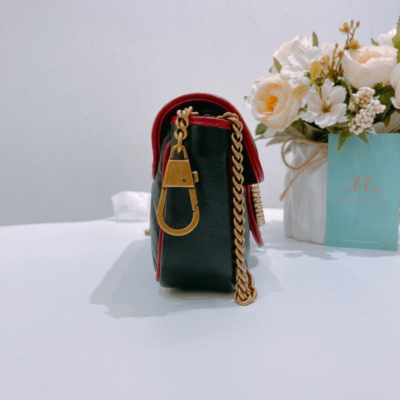 TW4760 Gucci 古馳 迷你經典款 黑色撞紅色 GG Marmont Crossbody Bag Red/Black x GHW-2