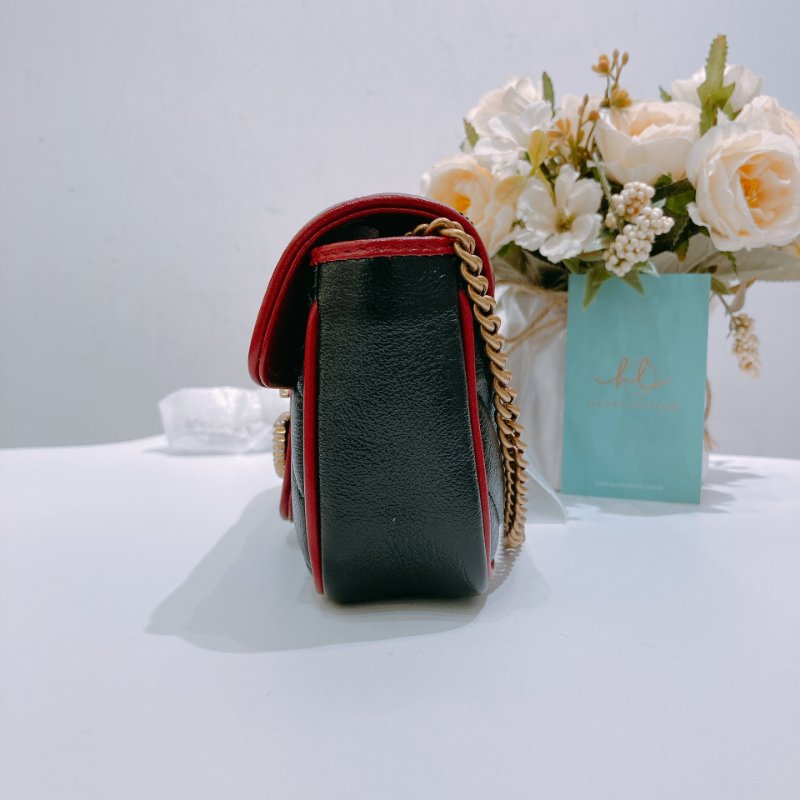 TW4760 Gucci 古馳 迷你經典款 黑色撞紅色 GG Marmont Crossbody Bag Red/Black x GHW-3