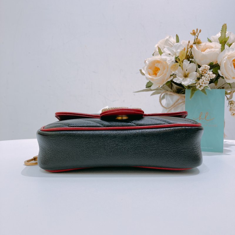 TW4760 Gucci 古馳 迷你經典款 黑色撞紅色 GG Marmont Crossbody Bag Red/Black x GHW-4