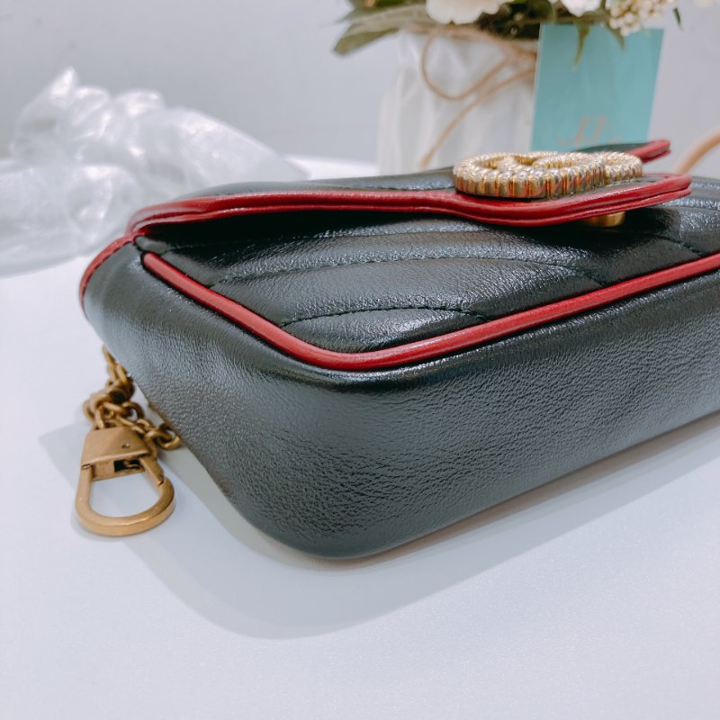 TW4760 Gucci 古馳 迷你經典款 黑色撞紅色 GG Marmont Crossbody Bag Red/Black x GHW-5