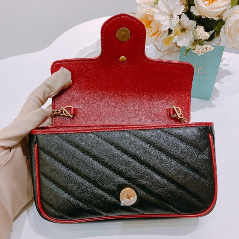 TW4760 Gucci 古馳 迷你經典款 黑色撞紅色 GG Marmont Crossbody Bag Red/Black x GHW-8