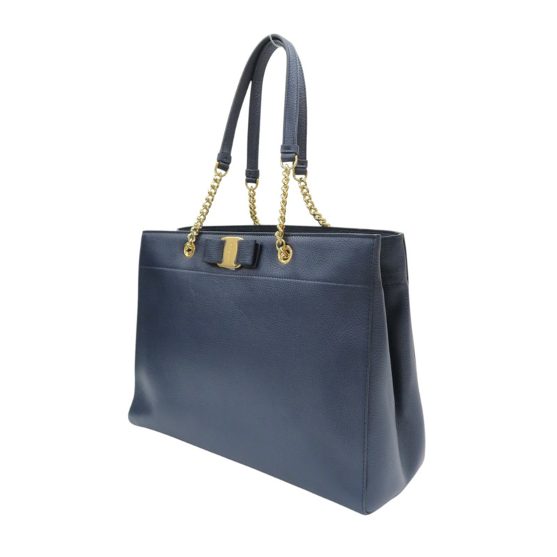 藍色 牛皮 Vara Bow Tote 肩背包【Salvatore Ferragamo 費拉格慕】 21H500-2