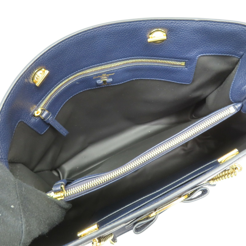 藍色 牛皮 Vara Bow Tote 肩背包【Salvatore Ferragamo 費拉格慕】 21H500-7