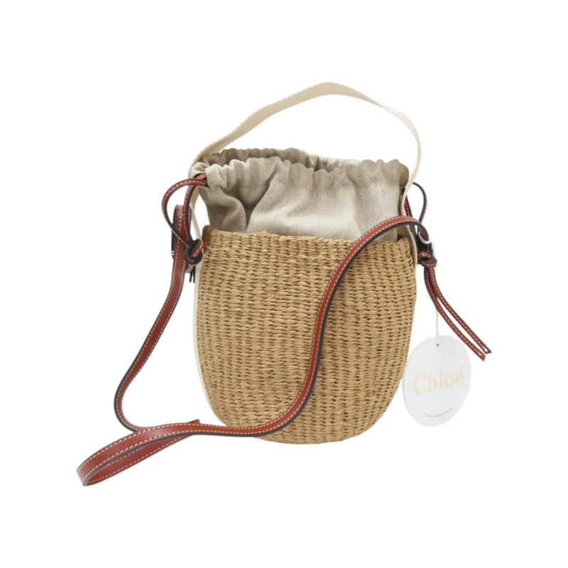 棕色 草編 Woody 小籃子 肩背包【Chloe 克羅伊】 CHC22SS381G55101-1