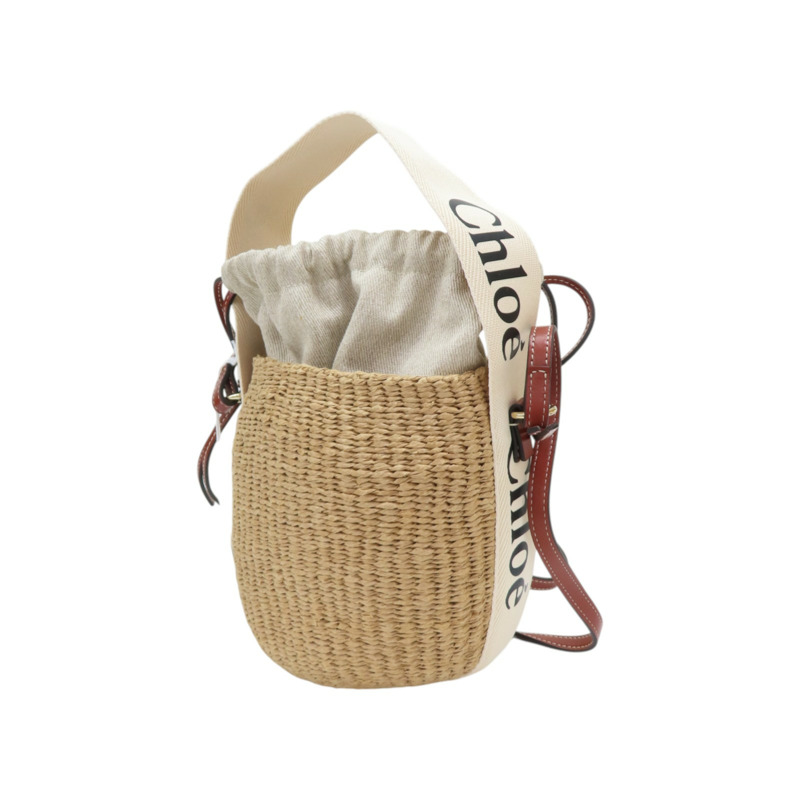 棕色 草編 Woody 小籃子 肩背包【Chloe 克羅伊】 CHC22SS381G55101-2