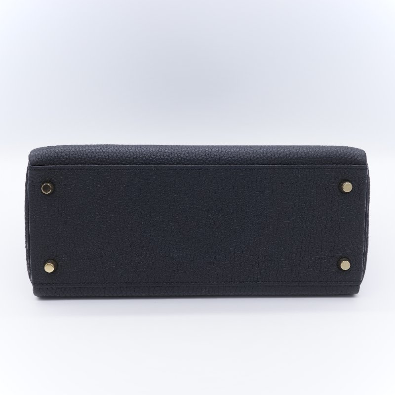 Hermès 愛馬仕 Kelly 28 黑色 Togo 小牛皮 金扣手提斜背兩用包-7