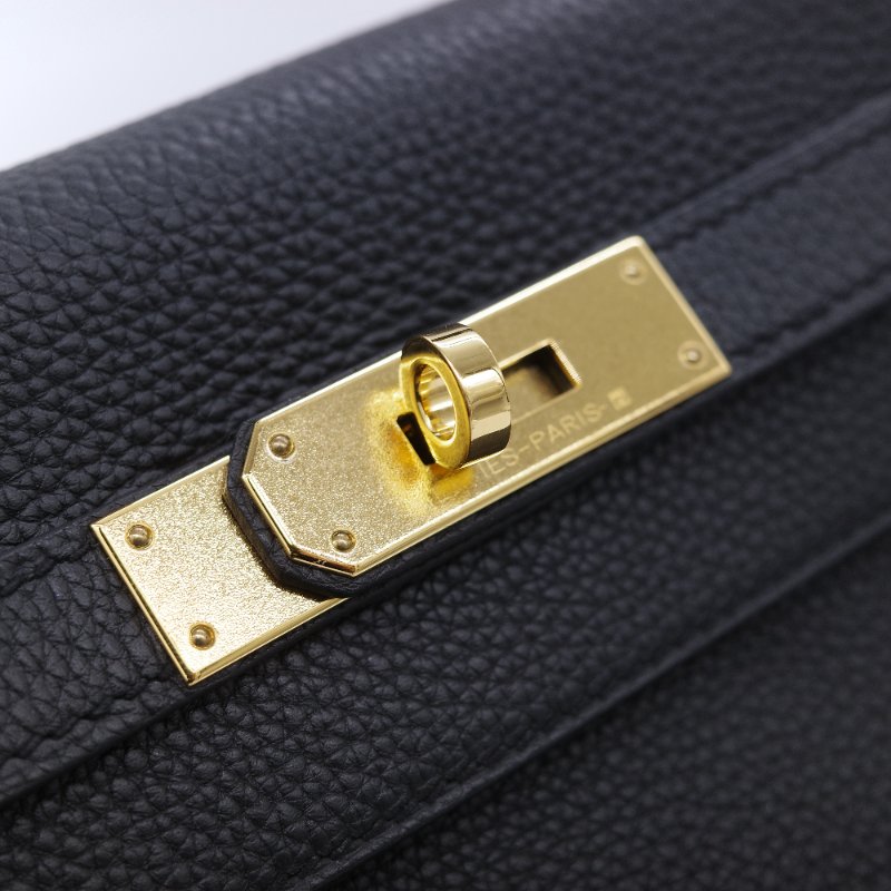 Hermès 愛馬仕 Kelly 28 黑色 Togo 小牛皮 金扣手提斜背兩用包-16