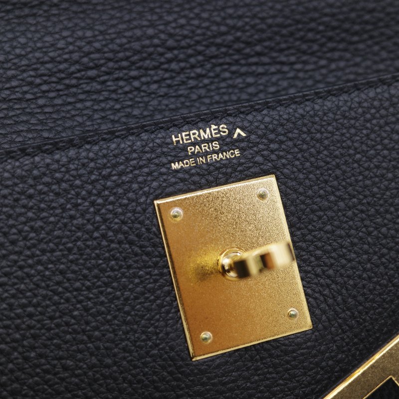 Hermès 愛馬仕 Kelly 28 黑色 Togo 小牛皮 金扣手提斜背兩用包-19