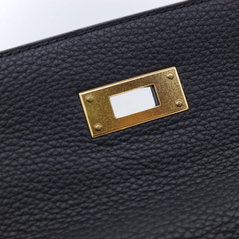 Hermès 愛馬仕 Kelly 28 黑色 Togo 小牛皮 金扣手提斜背兩用包-20