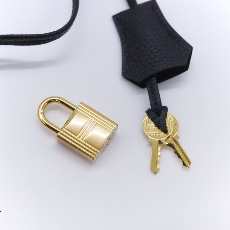 Hermès 愛馬仕 Kelly 28 黑色 Togo 小牛皮 金扣手提斜背兩用包-32