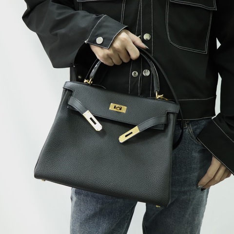 產量超少 鱷魚手柄（近新♥️大全配）D 刻 Hermès 愛馬仕 Kelly 28 黑色 Touch 鱷魚手柄 Togo 牛皮 磨砂金扣 手提 斜背 凱莉包 兩用包